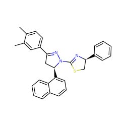 Cc1ccc(C2=NN(C3=N[C@@H](c4ccccc4)CS3)[C@@H](c3cccc4ccccc34)C2)cc1C ZINC000169336243