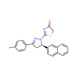 Cc1ccc(C2=NN(C3=NC(=O)CS3)[C@@H](c3ccc4ccccc4c3)C2)cc1 ZINC000169336320