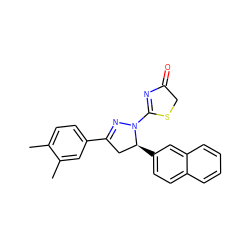 Cc1ccc(C2=NN(C3=NC(=O)CS3)[C@@H](c3ccc4ccccc4c3)C2)cc1C ZINC000169336324