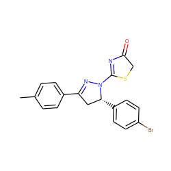 Cc1ccc(C2=NN(C3=NC(=O)CS3)[C@H](c3ccc(Br)cc3)C2)cc1 ZINC000073310960