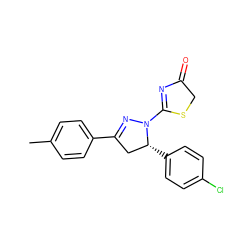 Cc1ccc(C2=NN(C3=NC(=O)CS3)[C@H](c3ccc(Cl)cc3)C2)cc1 ZINC000073310954