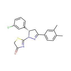 Cc1ccc(C2=NN(C3=NC(=O)CS3)[C@H](c3cccc(Cl)c3)C2)cc1C ZINC000095580601