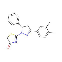 Cc1ccc(C2=NN(C3=NC(=O)CS3)[C@H](c3ccccc3)C2)cc1C ZINC000095578460