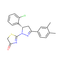 Cc1ccc(C2=NN(C3=NC(=O)CS3)[C@H](c3ccccc3Cl)C2)cc1C ZINC000095572600