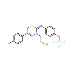 Cc1ccc(C2=NN(CCO)/C(=N\c3ccc(OC(F)(F)F)cc3)SC2)cc1 ZINC000013659154