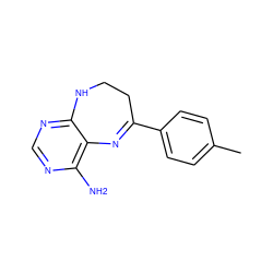 Cc1ccc(C2=Nc3c(N)ncnc3NCC2)cc1 ZINC000029049748