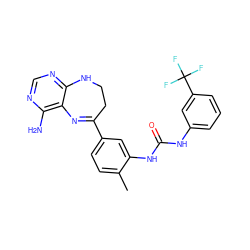 Cc1ccc(C2=Nc3c(N)ncnc3NCC2)cc1NC(=O)Nc1cccc(C(F)(F)F)c1 ZINC000029048957