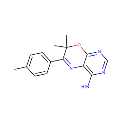 Cc1ccc(C2=Nc3c(N)ncnc3OC2(C)C)cc1 ZINC000169307735