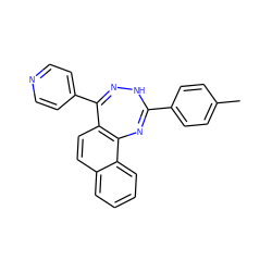 Cc1ccc(C2=Nc3c(ccc4ccccc34)C(c3ccncc3)=NN2)cc1 ZINC000013544374