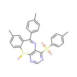 Cc1ccc(C2=Nc3c(ncnc3S(=O)(=O)c3ccc(C)cc3)[S@@+]([O-])c3ccc(C)cc32)cc1 ZINC000034894704