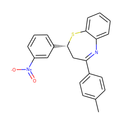 Cc1ccc(C2=Nc3ccccc3S[C@@H](c3cccc([N+](=O)[O-])c3)C2)cc1 ZINC000003954520