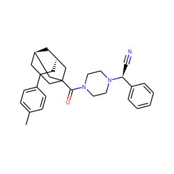 Cc1ccc(C23C[C@H]4C[C@@H](CC(C(=O)N5CCN([C@@H](C#N)c6ccccc6)CC5)(C4)C2)C3)cc1 ZINC000101120108