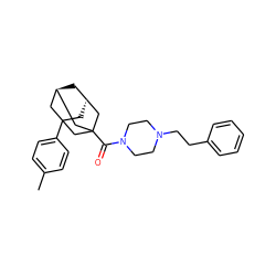 Cc1ccc(C23C[C@H]4C[C@@H](CC(C(=O)N5CCN(CCc6ccccc6)CC5)(C4)C2)C3)cc1 ZINC000101120136