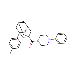 Cc1ccc(C23C[C@H]4C[C@@H](CC(C(=O)N5CCN(c6ccccc6)CC5)(C4)C2)C3)cc1 ZINC000101114201