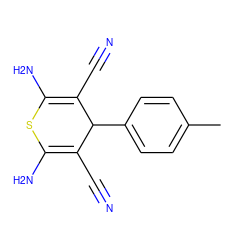 Cc1ccc(C2C(C#N)=C(N)SC(N)=C2C#N)cc1 ZINC000000036783