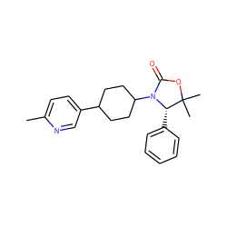 Cc1ccc(C2CCC(N3C(=O)OC(C)(C)[C@@H]3c3ccccc3)CC2)cn1 ZINC000218053247