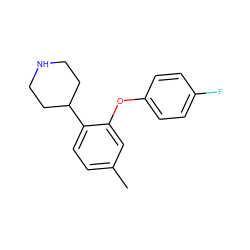 Cc1ccc(C2CCNCC2)c(Oc2ccc(F)cc2)c1 ZINC000045283555