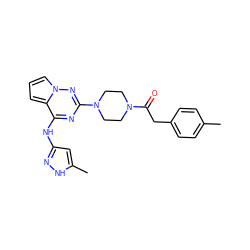 Cc1ccc(CC(=O)N2CCN(c3nc(Nc4cc(C)[nH]n4)c4cccn4n3)CC2)cc1 ZINC000066074439