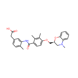 Cc1ccc(CC(=O)O)cc1NC(=O)c1ccc(OC[C@@H]2CN(C)c3ccccc3O2)c(C)c1C ZINC000059648402