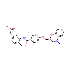 Cc1ccc(CC(=O)O)cc1NC(=O)c1ccc(OC[C@@H]2CN(C)c3ccccc3O2)cc1Cl ZINC000072113192