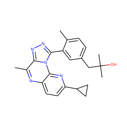 Cc1ccc(CC(C)(C)O)cc1-c1nnc2c(C)nc3ccc(C4CC4)nc3n12 ZINC000145742777