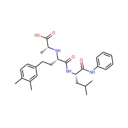 Cc1ccc(CC[C@H](N[C@H](C)C(=O)O)C(=O)N[C@@H](CC(C)C)C(=O)Nc2ccccc2)cc1C ZINC000026492254