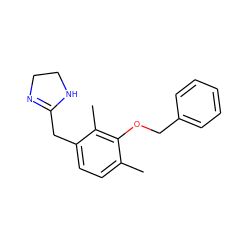 Cc1ccc(CC2=NCCN2)c(C)c1OCc1ccccc1 ZINC000013779798