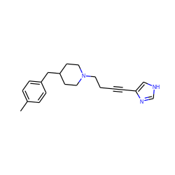 Cc1ccc(CC2CCN(CCC#Cc3c[nH]cn3)CC2)cc1 ZINC000026722103