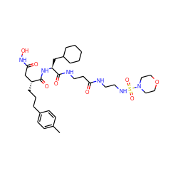 Cc1ccc(CCC[C@H](CC(=O)NO)C(=O)N[C@@H](CC2CCCCC2)C(=O)NCCC(=O)NCCNS(=O)(=O)N2CCOCC2)cc1 ZINC000026396928