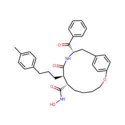 Cc1ccc(CCC[C@H]2C(=O)N[C@H](C(=O)c3ccccc3)Cc3ccc(cc3)OCCCC[C@@H]2C(=O)NO)cc1 ZINC000026742808