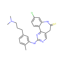 Cc1ccc(CCCN(C)C)cc1Nc1ncc2c(n1)-c1ccc(Cl)cc1NC(=S)C2 ZINC000082155594