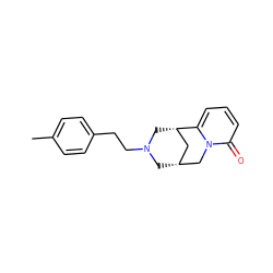 Cc1ccc(CCN2C[C@@H]3C[C@H](C2)c2cccc(=O)n2C3)cc1 ZINC000062146807