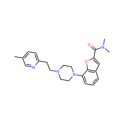 Cc1ccc(CCN2CCN(c3cccc4cc(C(=O)N(C)C)oc34)CC2)nc1 ZINC000114868859