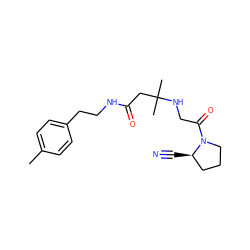 Cc1ccc(CCNC(=O)CC(C)(C)NCC(=O)N2CCC[C@H]2C#N)cc1 ZINC000036310887