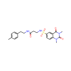 Cc1ccc(CCNC(=O)CCNS(=O)(=O)c2ccc3c(c2)c(=O)n(C)c(=O)n3C)cc1 ZINC000004079624