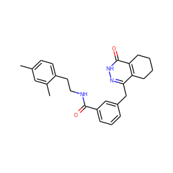 Cc1ccc(CCNC(=O)c2cccc(Cc3n[nH]c(=O)c4c3CCCC4)c2)c(C)c1 ZINC000168286199