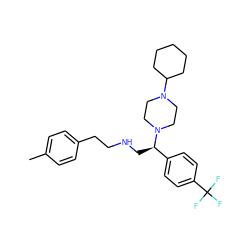 Cc1ccc(CCNC[C@H](c2ccc(C(F)(F)F)cc2)N2CCN(C3CCCCC3)CC2)cc1 ZINC000028523731