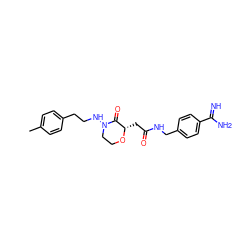 Cc1ccc(CCNN2CCO[C@@H](CC(=O)NCc3ccc(C(=N)N)cc3)C2=O)cc1 ZINC000013526844