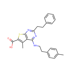 Cc1ccc(CCNc2nc(CCc3ccccc3)nc3sc(C(=O)O)c(C)c23)cc1 ZINC001772632685