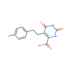 Cc1ccc(CCc2c(C(=O)O)[nH]c(=O)[nH]c2=O)cc1 ZINC000095921127