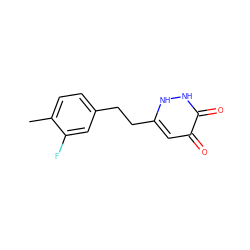 Cc1ccc(CCc2cc(=O)c(=O)[nH][nH]2)cc1F ZINC000205762736