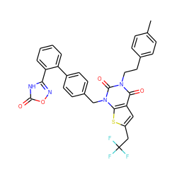 Cc1ccc(CCn2c(=O)c3cc(CC(F)(F)F)sc3n(Cc3ccc(-c4ccccc4-c4noc(=O)[nH]4)cc3)c2=O)cc1 ZINC000096169957