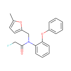 Cc1ccc(CN(C(=O)CF)c2ccccc2Oc2ccccc2)o1 ZINC000084709520