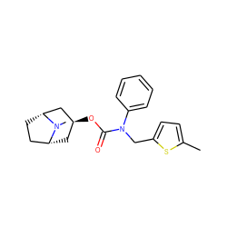 Cc1ccc(CN(C(=O)O[C@H]2C[C@@H]3CC[C@H](C2)N3C)c2ccccc2)s1 ZINC000101152218