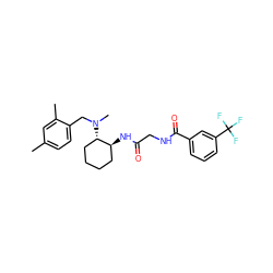 Cc1ccc(CN(C)[C@H]2CCCC[C@@H]2NC(=O)CNC(=O)c2cccc(C(F)(F)F)c2)c(C)c1 ZINC000029135756