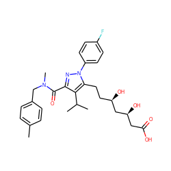 Cc1ccc(CN(C)C(=O)c2nn(-c3ccc(F)cc3)c(CC[C@@H](O)C[C@@H](O)CC(=O)O)c2C(C)C)cc1 ZINC000014974356