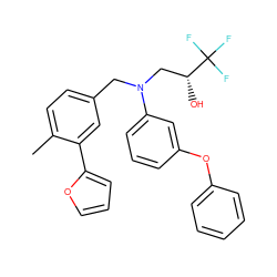 Cc1ccc(CN(C[C@@H](O)C(F)(F)F)c2cccc(Oc3ccccc3)c2)cc1-c1ccco1 ZINC000029390157