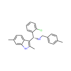 Cc1ccc(CN[C@@H](c2ccccc2Cl)c2c(C)[nH]c3cc(C)ccc23)cc1 ZINC000103244890