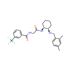 Cc1ccc(CN[C@@H]2CCCC[C@@H]2NC(=O)CNC(=O)c2cccc(C(F)(F)F)c2)c(C)c1 ZINC000029135641