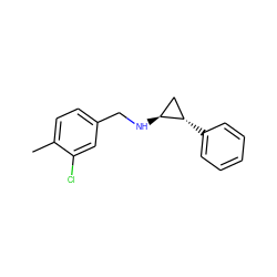 Cc1ccc(CN[C@H]2C[C@@H]2c2ccccc2)cc1Cl ZINC000235978985